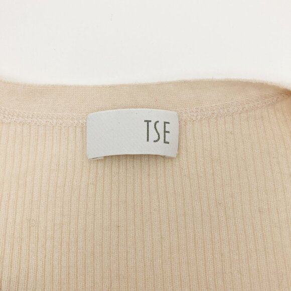 TSE Cashmere Silk Ribbed Cardigan Size S Cream Lightweight Neutral Quiet Luxury - Picture 3 of 5
